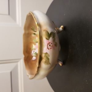 Hand Painted Floral Nippon Porcelain 3 Footed Candy Dish